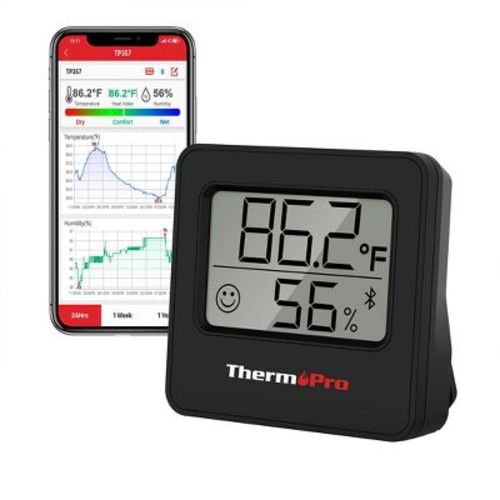 ThermoPro TP357W Smart Digital Indoor Thermometer Humidity Monitor of 260FT, Bluetooth Thermometer Hygrometer for iOS and Android