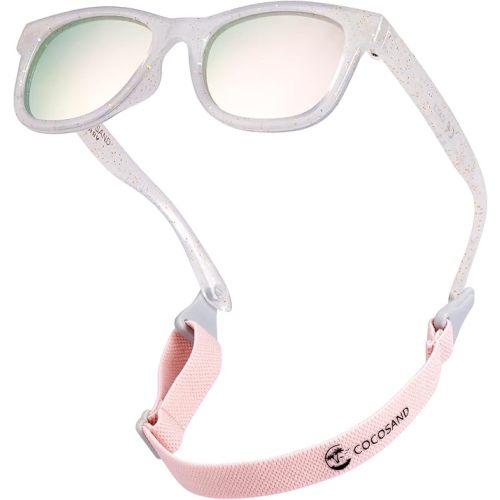 Flexible Baby Sunglasses with Strap, Glitter White