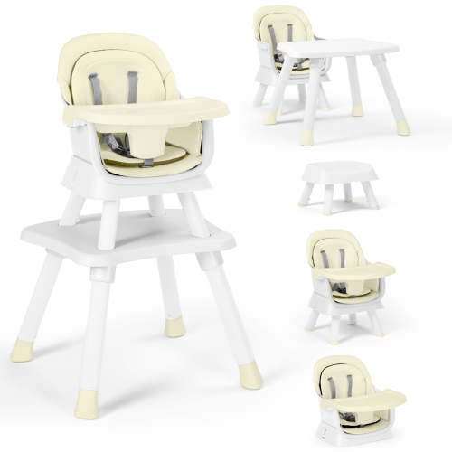 AILEEKISS 8 in 1 Baby High Chair, Toddler Dining Booster Seat for Eating, Beige