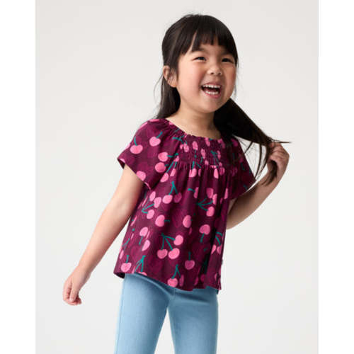 Cherry Charm Smocked Flutter Top
