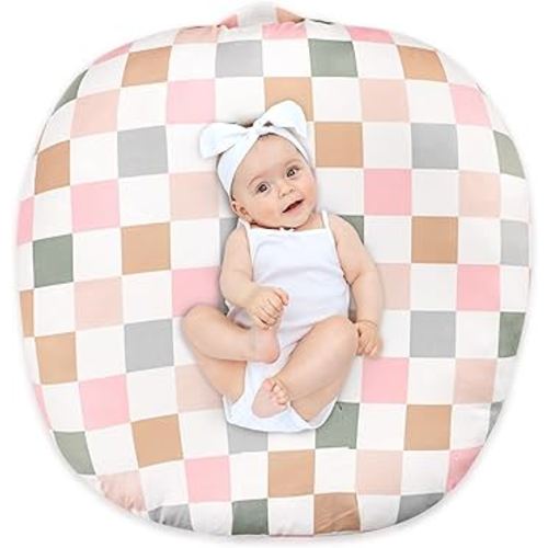 Newborn Lounger Cover Removable Cover Ultra Soft Comfortable Lounger Slipcover Removable Cover for Infant Lounger Pillow, Colorful Checkered (Lounger Pillow Not Included)