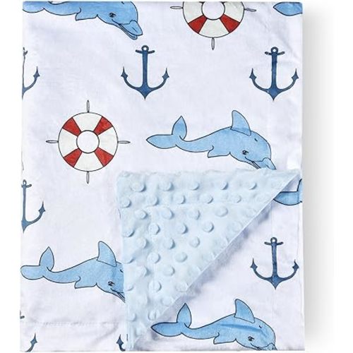 Baby Blanket Super Soft Minky Blanket Pink Dolphin with Dotted Backing for Newborns Nursery Stroller Receiving Toddlers Crib Bedding for Boy or Girl(30 x 40 Inch)