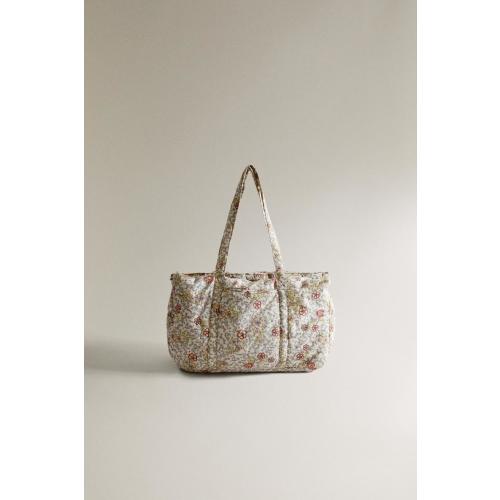 FLORAL COTTON DIAPER BAG - Light beige | ZARA United States