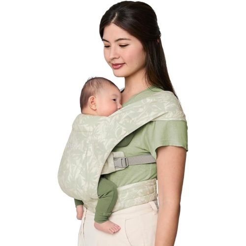 Ergobaby Embrace Baby Carrier Newborn to Toddler - Lightweight Ergonomic Baby Carriers - Cozy Essentials (7-25 Pounds), Ponte Knit, Sage Meadows