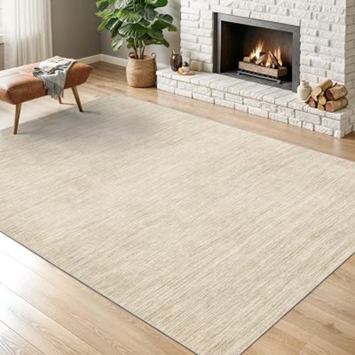 Valenrug Washable Rugs 5x7, Non Slip Large Area Rugs for Living Room, Beige