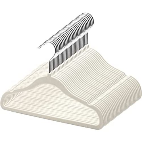 GoodtoU Kids Velvet Hangers,30 Pack Baby Hangers for Closet Non Slip Velvet Clothes Hangers Coat Hangers for Toddler Children Infant Hanger (Ivory 30Pack)