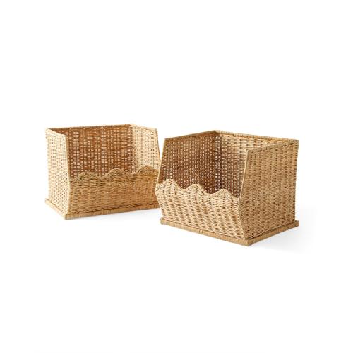 Rattan Wave Stacking Baskets (Set of 2)