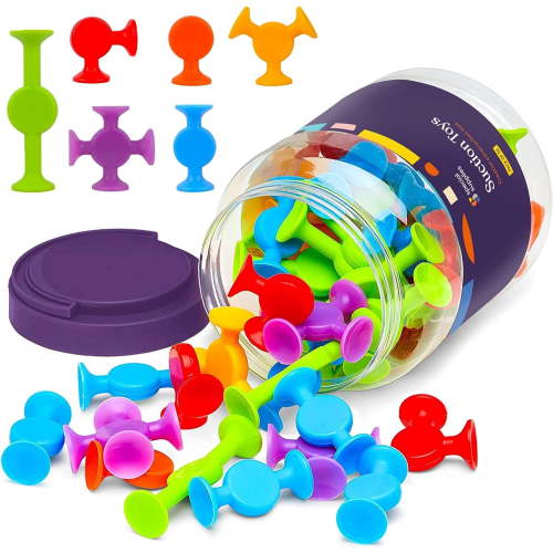 Special Supplies Suction Construction Toys for Children, 50-Pcs Motor Skills, Hand-Eye Coordination, Bath Toy, Sensory, Creativity and Imagination Boosting Educational Toys, Vibrant Colors, for Kids