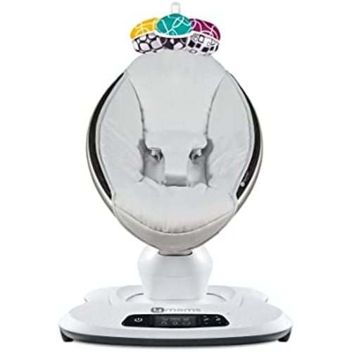 4moms mamaRoo 4 Multi-Motion Baby Swing + Safety Strap Fastener, Bluetooth Baby Swing with 5 Unique Motions, Nylon Fabric, Grey