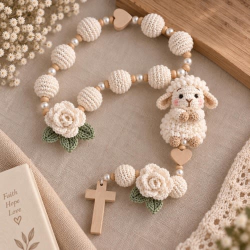 Baby Rosary Beads | Unique Religious Baby Gift | Boy Girl Nursery Decor