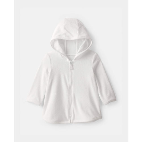 Baby Girl Terry Long-Sleeve Cover Up - White | Carter's