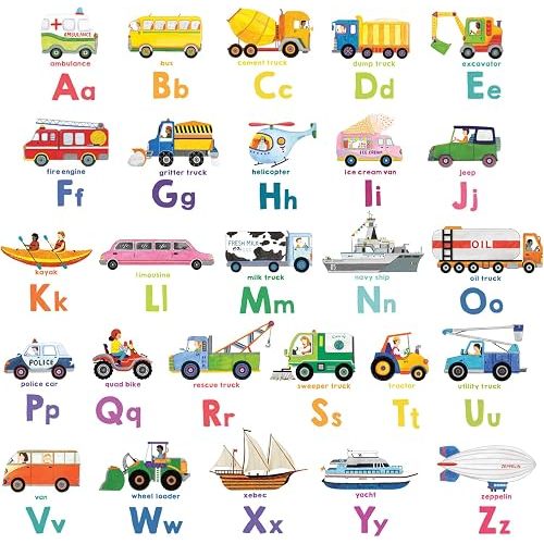 DECOWALL ABC Transportation Alphabet Wall Stickers Decals (DS8-2005N)