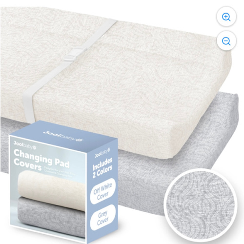 Jool Baby Fundas para Cambiar Pañales 2 Pack – Suaves y Cómodas, Se Ajustan a la Mayoría de las Almohadillas Estándar para Cambiar Pañales (Blanco Hueso y Gris - Ondulado)