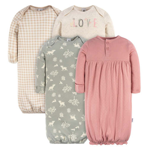 4-Pack Baby Girls Woodland Love Gowns – Gerber Childrenswear