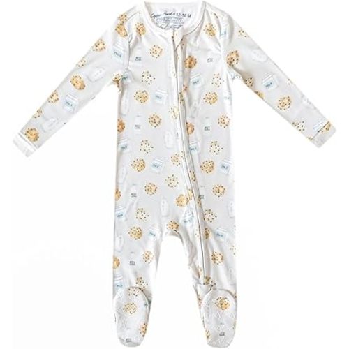 Copper Pearl Zip-Up Footie Baby Pajamas – Soft Newborn Onesies for Boys & Girls, Tag-Free with Two-Way Zipper Baby Sleepers for Newborn - 24 Months, Chip