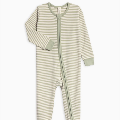 Peyton Zipper Sleeper in Mint Stripe | Colored Organics