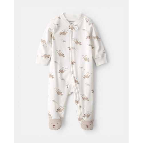 Baby Kangaroo 2-Way Zip 100% Cotton Sleep & Play Pajama - Cream | Carter's