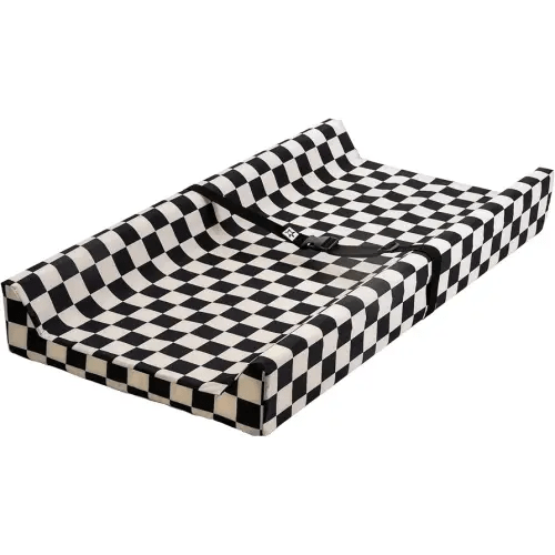 Tiny Twinkle Diaper Changing Pad for Dresser & Nursery Table – Waterproof, Wipeable & Mess-Proof Baby Changing Pad with Safety Strap, Non-Slip Base & Removable Washable Cover(Black Checkers)