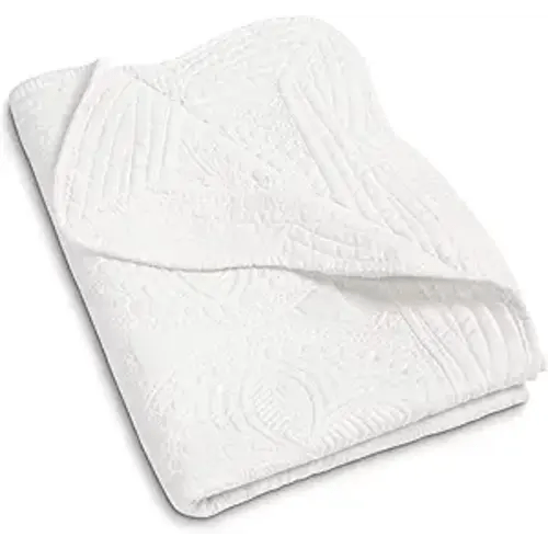 MONOBLANKS Baby Quilt Personlized Monogram Lightweight Embossed Scalloped Throw Blanket Four Seasons (White)