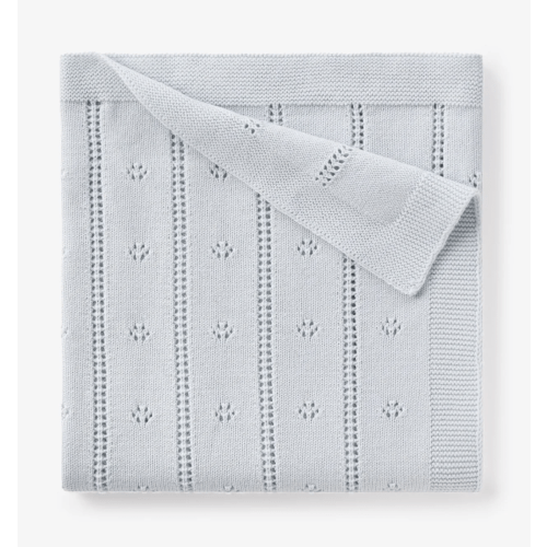 Pale Blue Pointelle Knit Baby Blanket – Elegant Baby