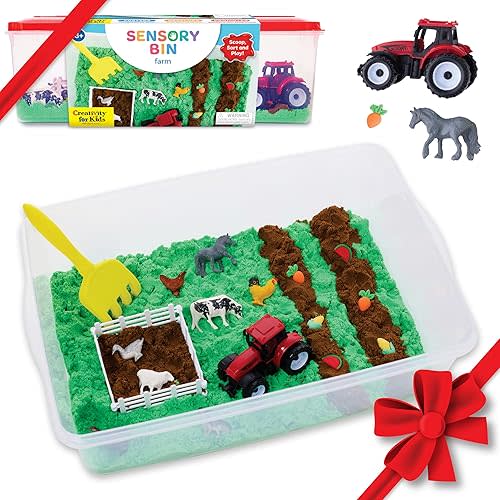 Creativity for Kids Sensory Bin: Farm| Hands-On Play with Sand, Farm Animals & Tools | Encourages Fine Motor Skills, Creativity & Calm Play (Ages 3+)