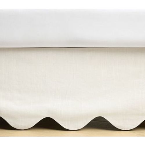 Scalloped European Linen Crib Skirt , White