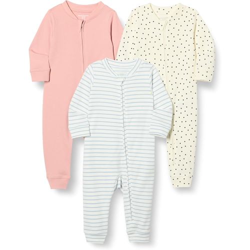 Amazon Essentials Unisex Babies' Cotton Zip-Front Footless Sleepsuit, Pack of 3