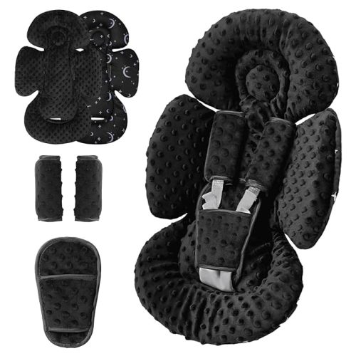 Generic Infant Car Seat Insert Compatible with Mamaroo Swing & Graco Swing and Infant Car Seat, Newborn Insert Baby Head Body Support, Reversible Design, Breathable Soft Fabric, 1Pcs - Dot, Black
