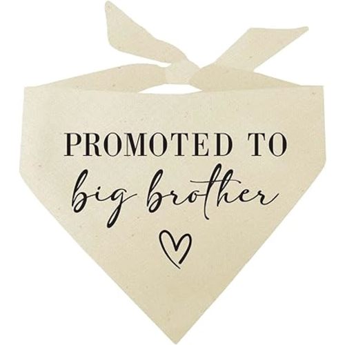 Promoted to Big Brother Baby Announcement Dog Bandana (Natural, OS 691)