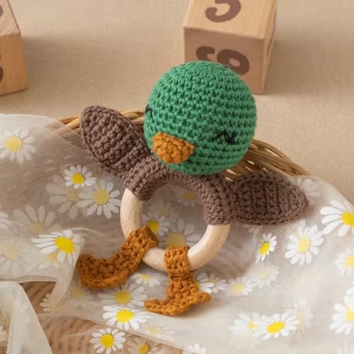 handmade crochet pacifier rattle toy newborn gift baby grip - Temu