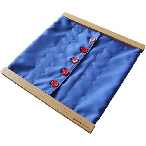 MONTESSORI OUTLET Buttoning Frame with Large Buttons | Practical Life Material for Toddlers & Preschoolers | Learn to Button Clothes, Develop Fine Motor Skills & Independence (Ages 3-6)
