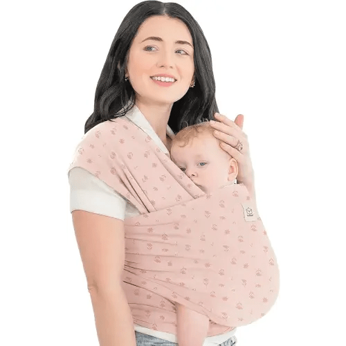 KeaBabies Baby Wrap Carrier - All in 1 Original Baby Carrier Newborn to Toddler Sling, Easy to Wear, Hands Free Bonding, Lightweight, Breathable Infant Wraps (Pink Daisies)