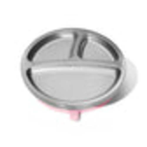 Avanchy Stainless Steel Suction Baby Plate - Pink | Traveling Tikes