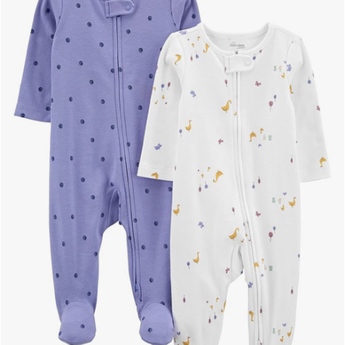Simple Joys by Carter's Baby Girls' Cotton Footed Sleep and Play, Pack of 2