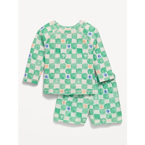 Long-Sleeve Rashguard Swim Top and Trunks Set for Baby