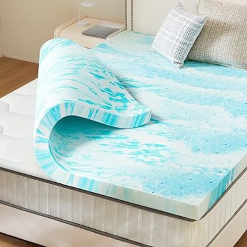 Sweetcrispy Memory Foam Mattress Topper Twin, 2 Inch Thick Gel Infused Cooling Toppers Pad for Twin Size Bed, Sleeper Sofa, RV, Camper, CertiPUR US Certified, Ventilated and Breathable