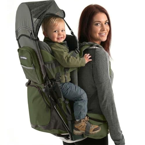 Hiking Baby Carrier Backpack - Toddler & Child Carrier | Includes diaper change pad, insulated pocket, and sun & rain hood to keep your child comfortable on the trail. Up to 40 lbs.
