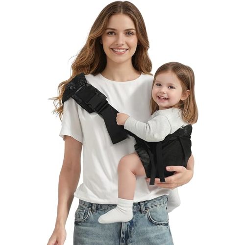 MISSWISDOM Toddler Sling Carrier, Adjustable Baby Carrier Sling 8-40 lbs, Lightweight Toddler Carrier Baby Sling Carrier, Toddler Hip Carriers One Size Fits All, Black Mesh