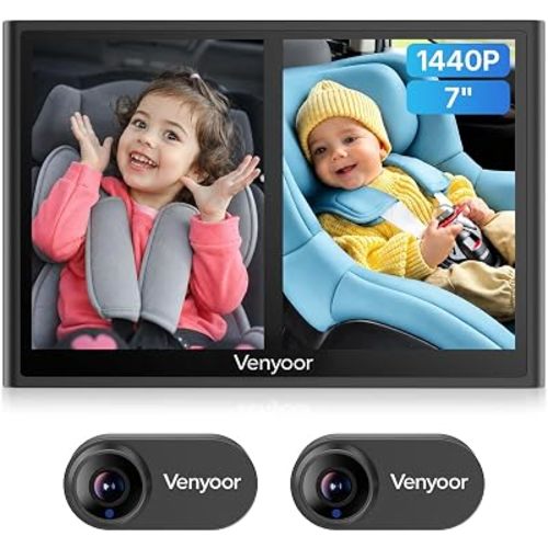 Latest 1440P 7'' Dual Car Camera Baby Monitor 940nm Night Vision
