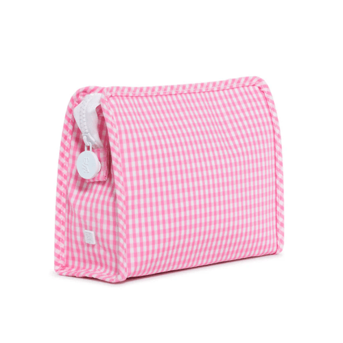 Medium Roadie Zip Pouch, Gingham Pink