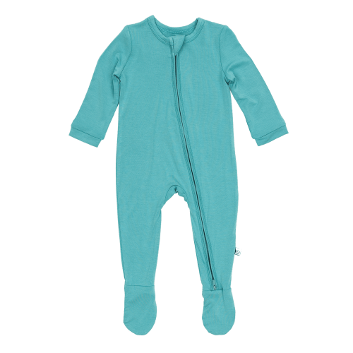 Larkspur Baby | Romper Pajamas | Zip Footie in Emerald
