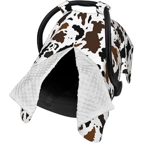 Western Cow Print Baby Car Seat Canopy Cover Multi Use Nursing Cover for Mom Nursing Covers Newborn Cow Print Shower Gift