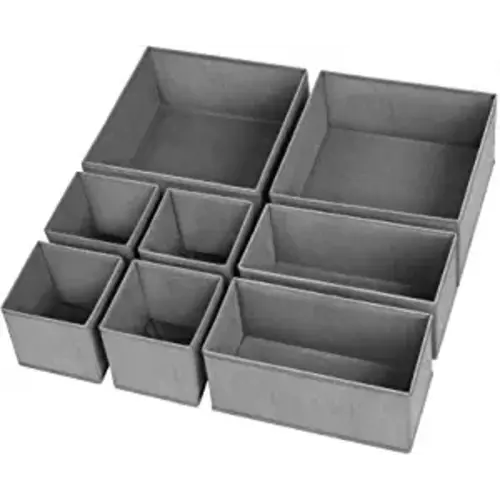 Drawer Organizer Clothes, 8 Pack Underwear Drawer Organizer, Foldable Closet Organizers and Storage Dresser Drawer Dividers for Clothes, Socks, Scarves, Ties (Gray) - Grey