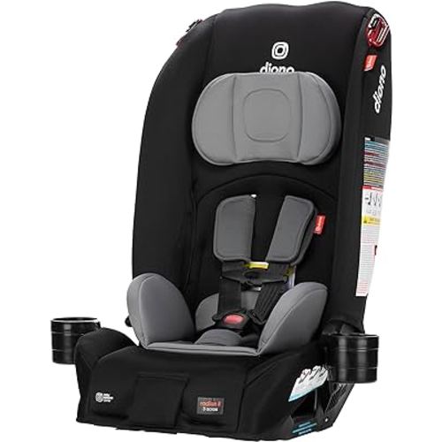 Diono Radian 3R, All-in-One Convertible Car Seat, Rear and Forward Facing, 10 Years 1 Car Seat, Slim Fit 3 Across, Black Storm
