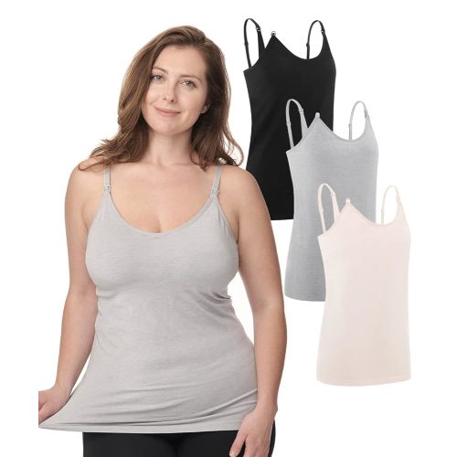 Under Control Nursing Cami Tank Tops for Breastfeeding Women Nursing Tops Maternity Shirts, Camisoles with Built in Bra 3Pack