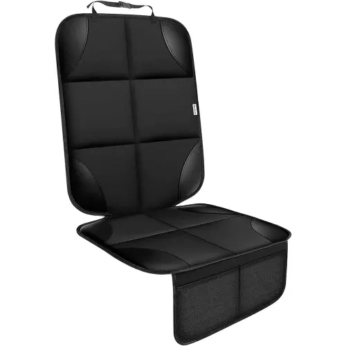 Meolsaek Car Seat Protector for Child Car Seat, Durable 600D Fabric Waterproof Car Seat Cover with Thick Pad Non-Slip Backing (No Imprints) (1 pc -Black)