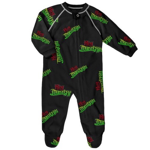 Newborn Black Rey Mysterio Raglan Full-Zip Sleeper