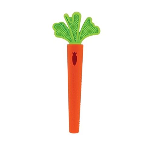 Nuby Silicone Carrot Tube Teether - Baby Teething Toy - Massaging Bristles for Sore Gums - 3+ Months - Easter Basket Stuffer