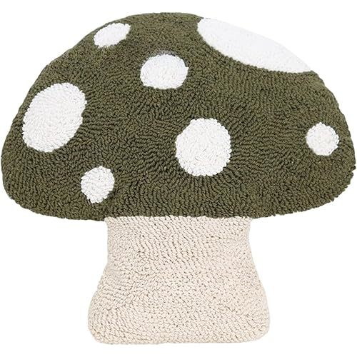 Mushroom Pillow Cute Floor Pillow Plush Sofa Funny Mushroom Home Decorative Car Pillow (Green, 13.3in*12.9in)