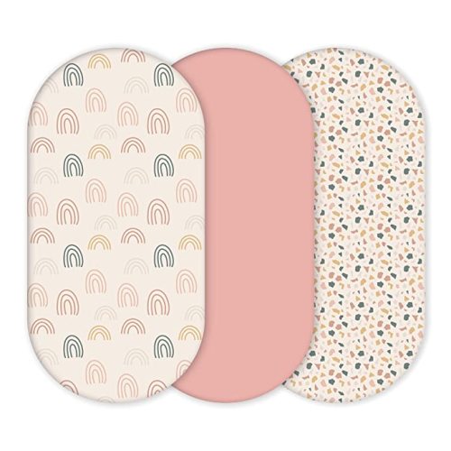 Premium Fitted Baby Bassinet Sheets, Changing Pad Cover and Stroller Sheets, Compatible with 4moms Mamaroo, Chicco Lullago, Graco, Halo and Uppababy, 100% Ultrasoft Cotton, 32x16” - Rosetta